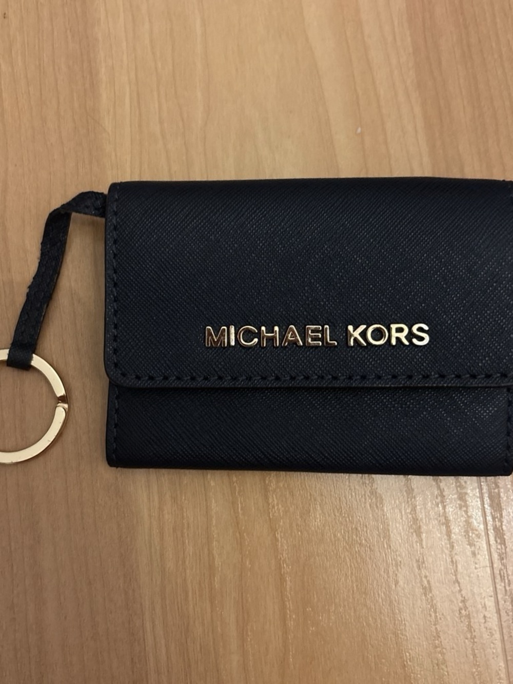 Michael Kors Navy Blue Saffiano Key Wallet with Gold Hardware - Picture 1 of 3
